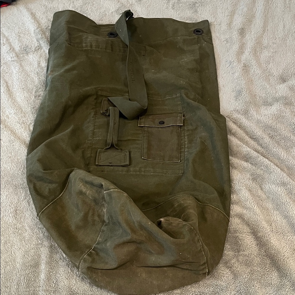 Vintage Military Olive Drab Canvas Bag